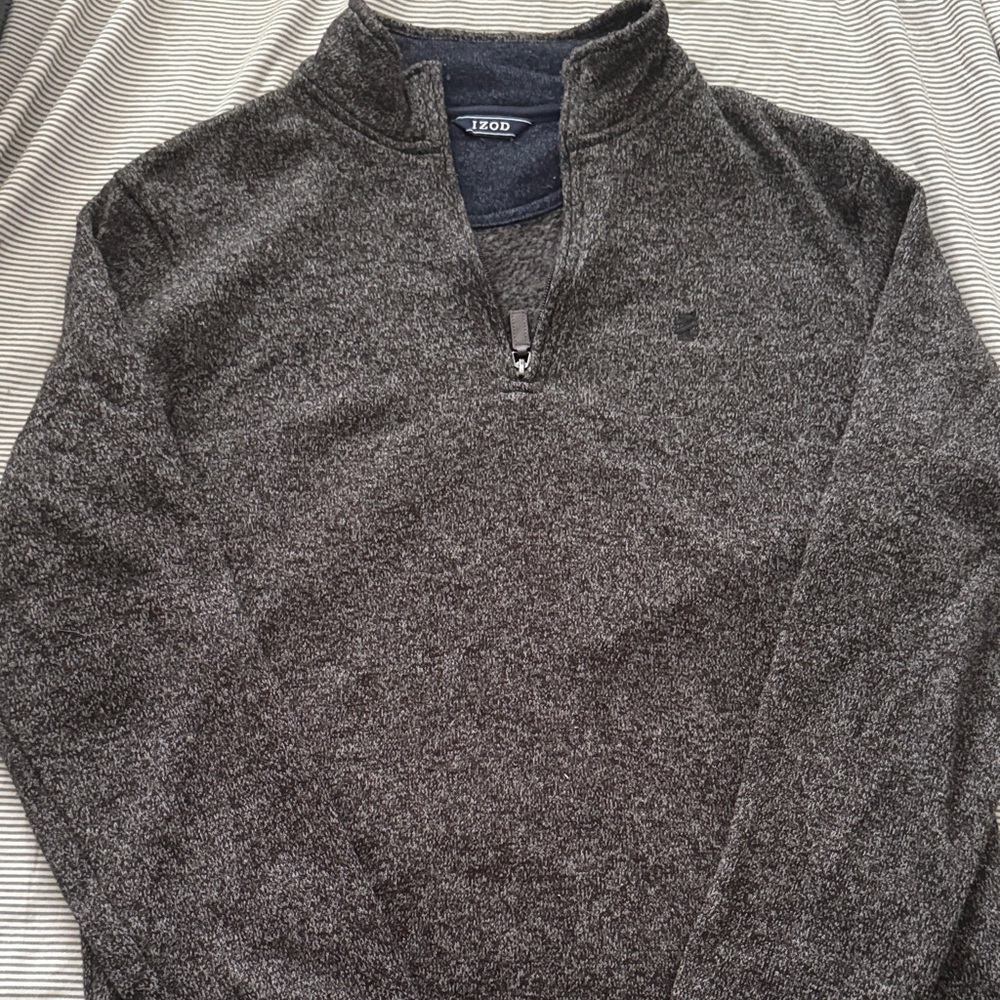 IZOD Men's Charcoal Zip-Up Sweater
